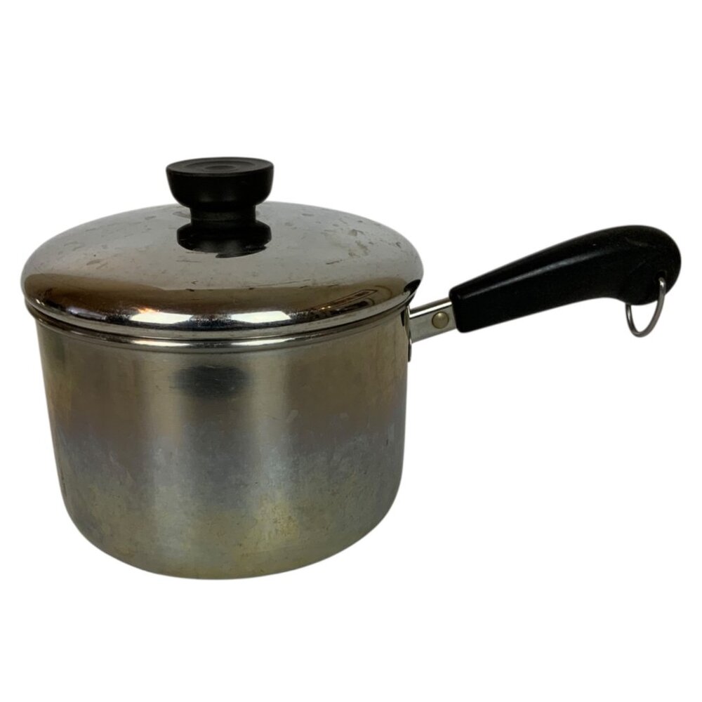 Revere Ware Stainless Steel 2 qt Tall Saucepan & Lid Clinton IL Vintage 1981